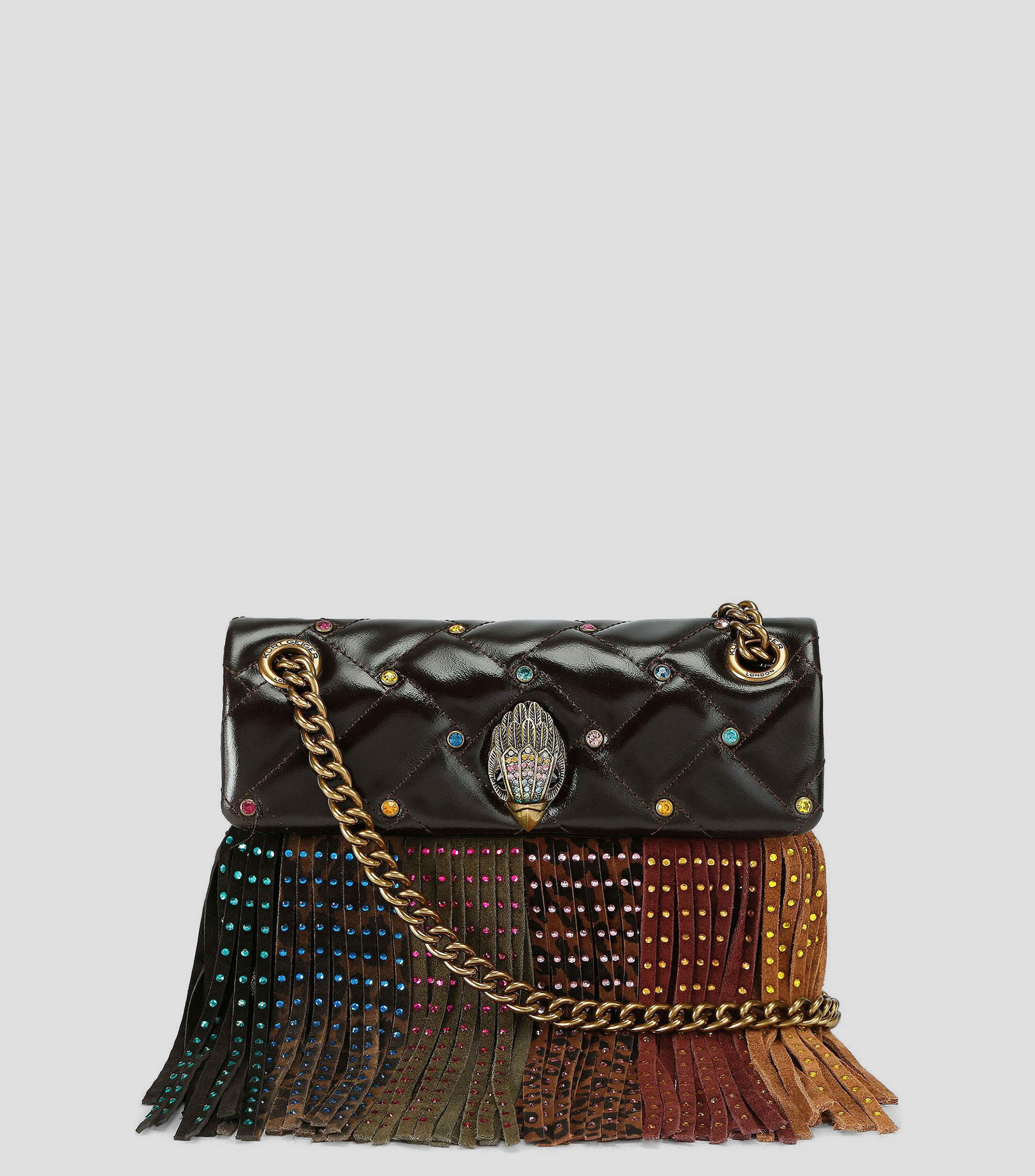 Bolsa crossbody en piel Mini Kensington Fringe lisa Mujer
